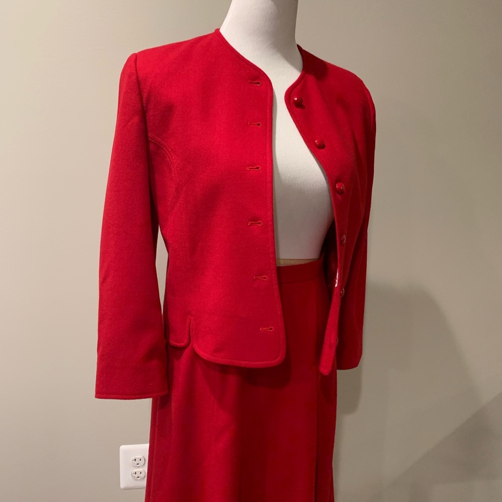 Stunning Red Vintage Skirt Suit